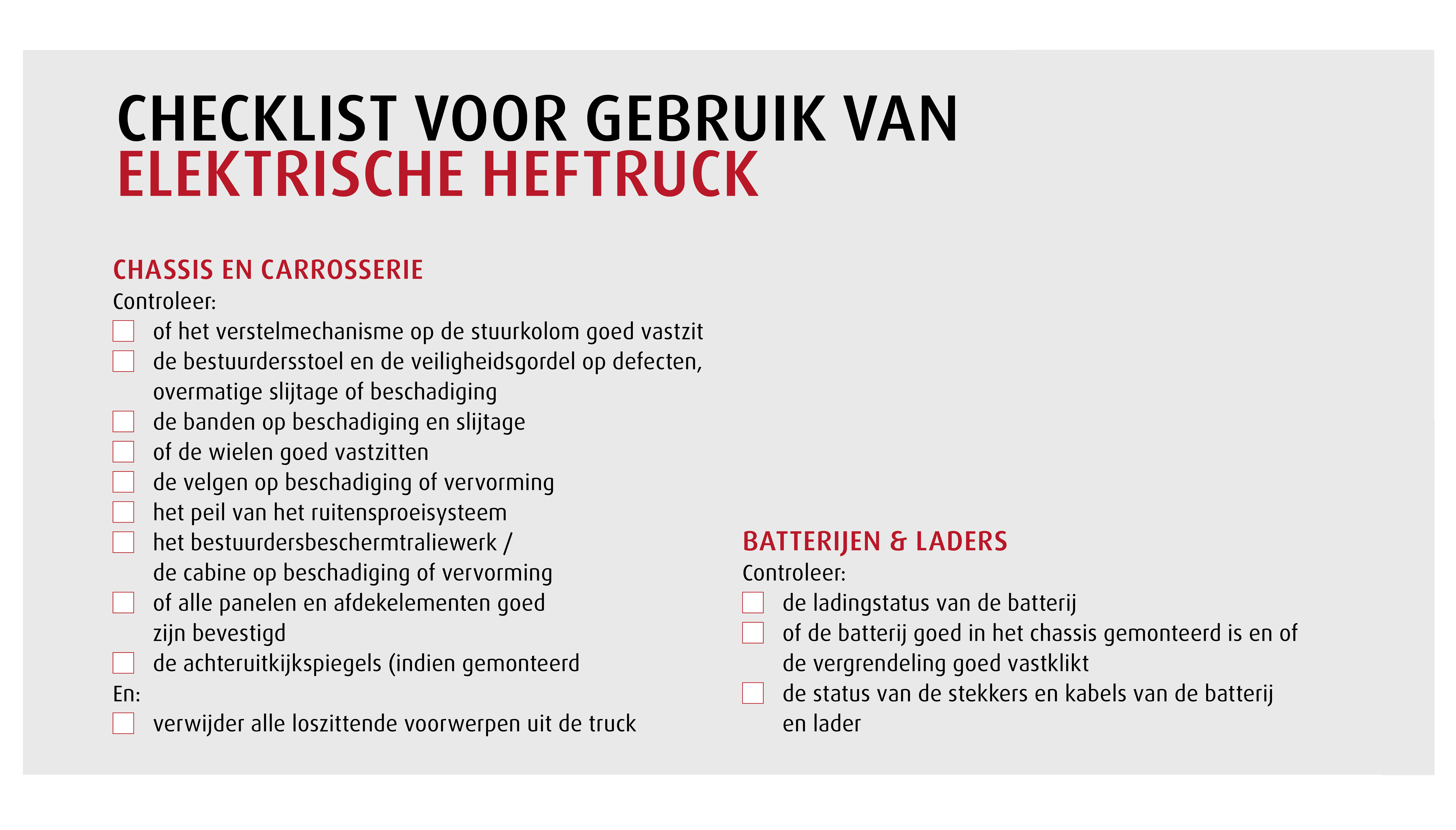 Checklist periodieke controle heftruck