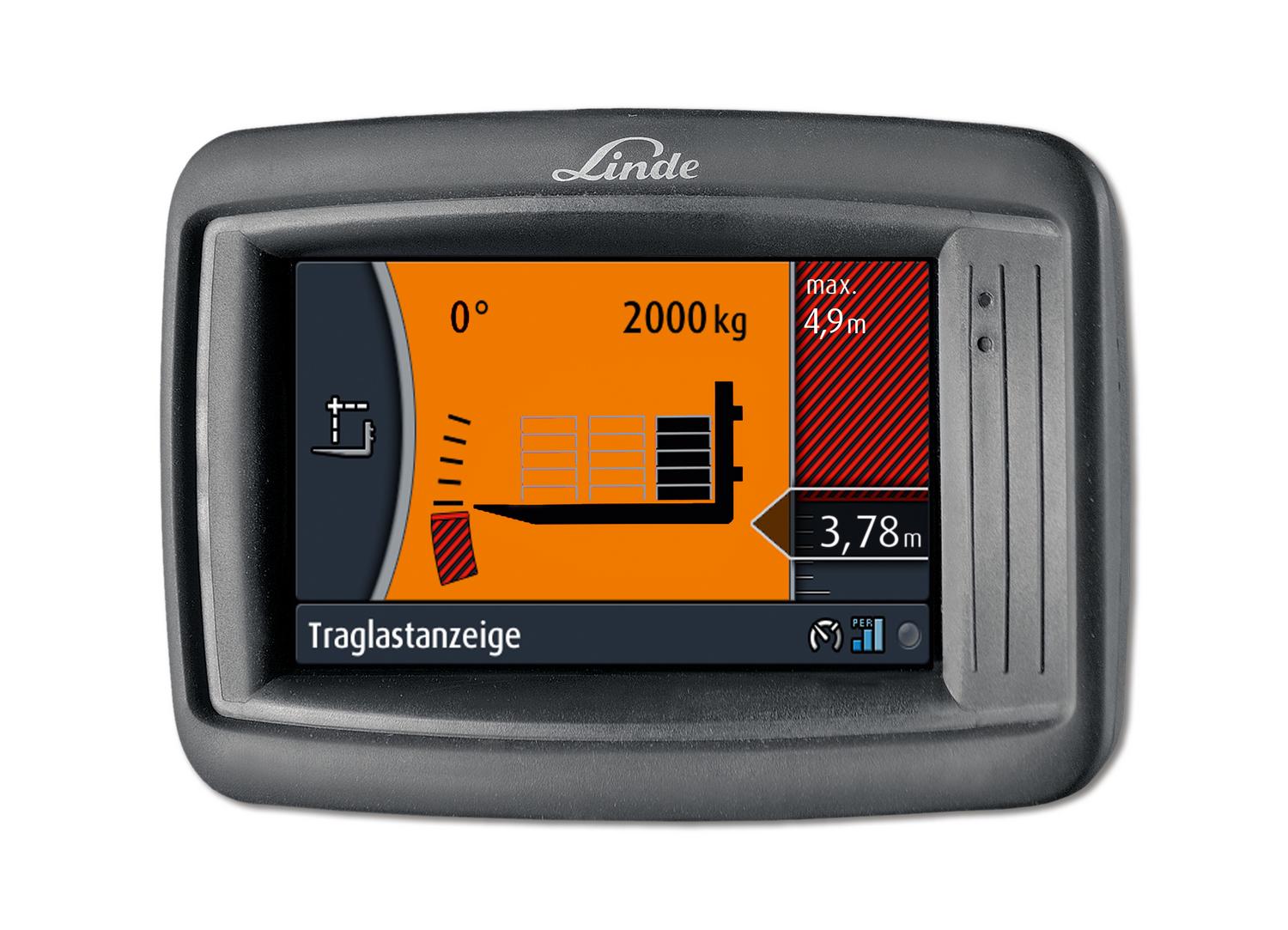 Linde safty pilot waarschuwing kantelgewicht display