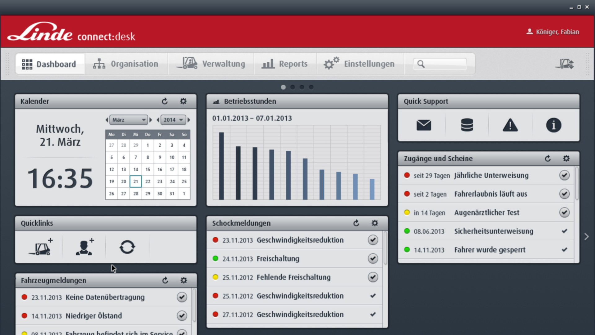 Connect Desk: gebruikersinterface van de software voor wagenparkbeheer