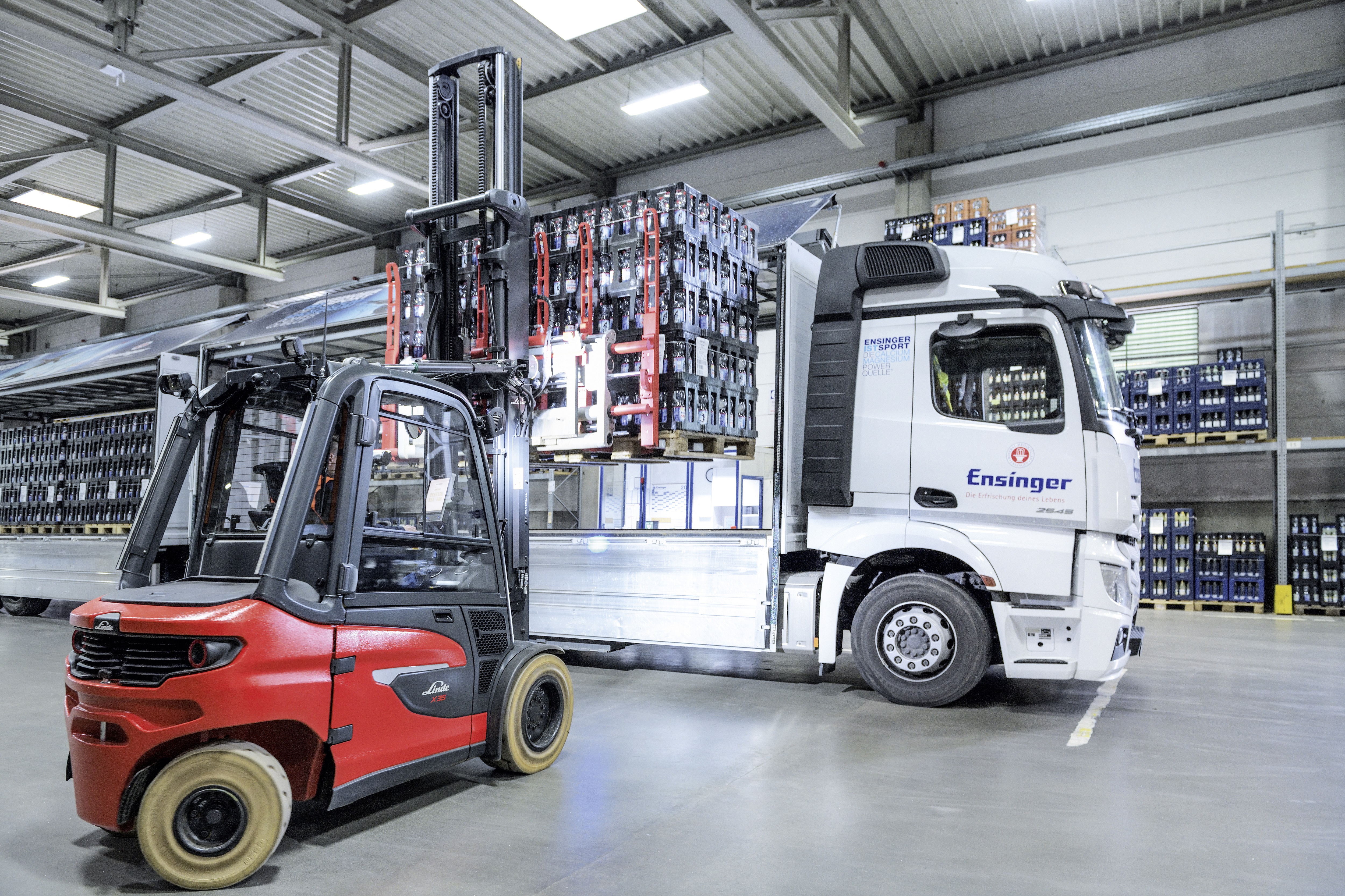 Linde X35 heftruck bij Ensinger drankenhandel