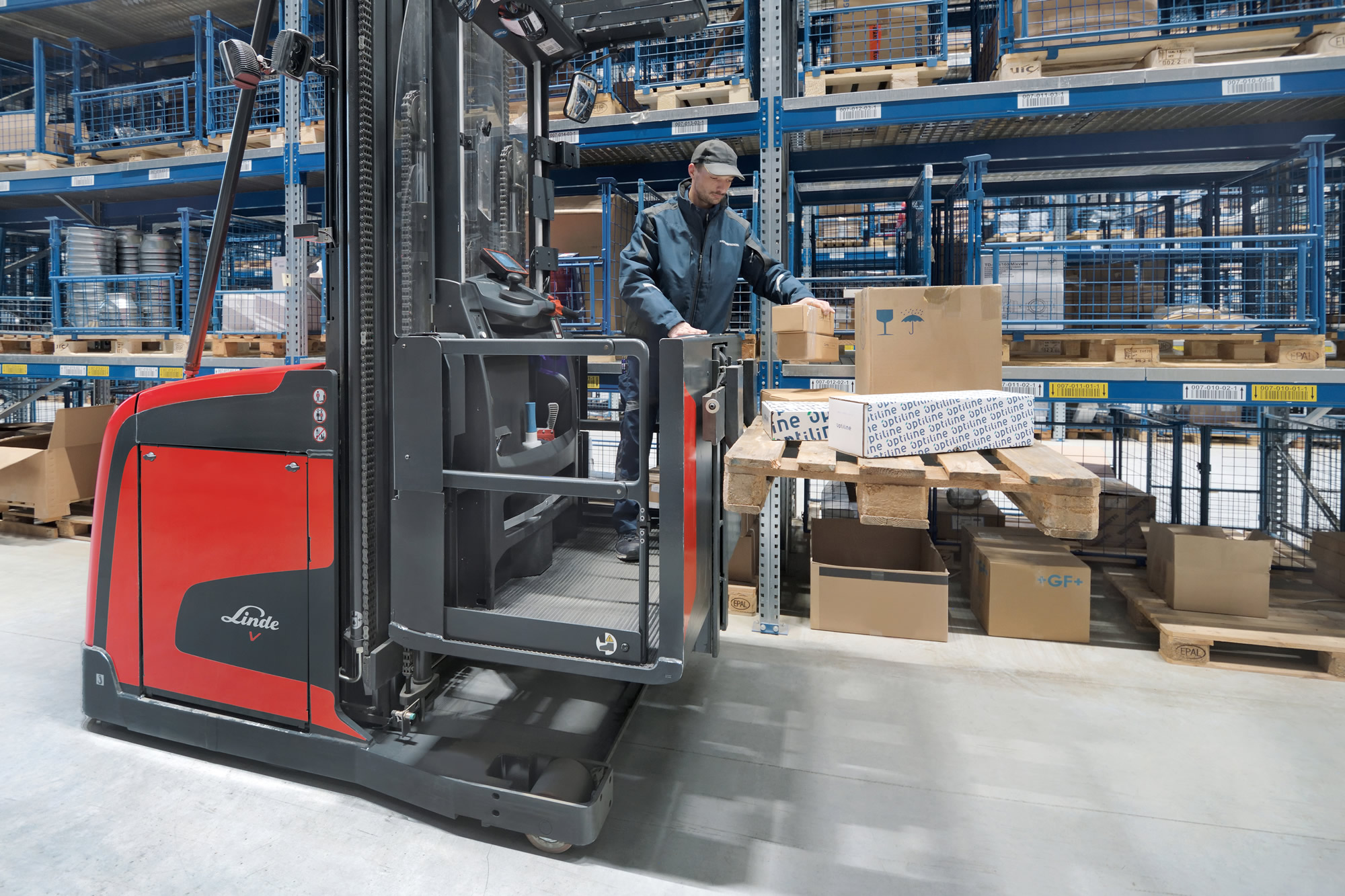 Bestuurderscabine van de Linde V Modulair verticale orderpicker